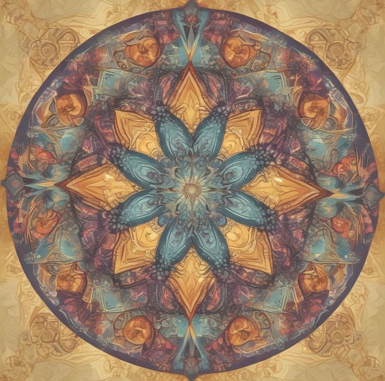 Pintura abstrata e colorida de uma flor em estilo → Caleidoscópio Anual .com.br.