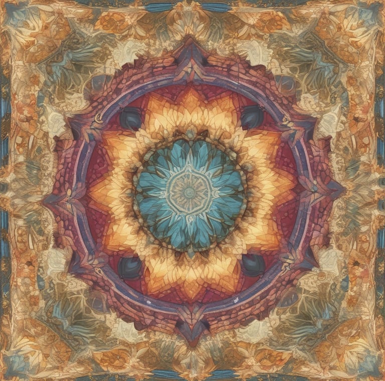 Pintura abstrata e colorida de uma flor em estilo → Caleidoscópio Anual .com.br.