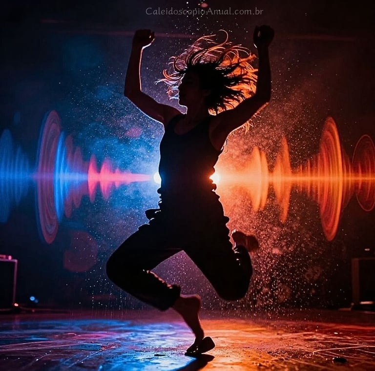 Dança catártica ritual: movimento intenso de liberação emocional com música para purificação corpo