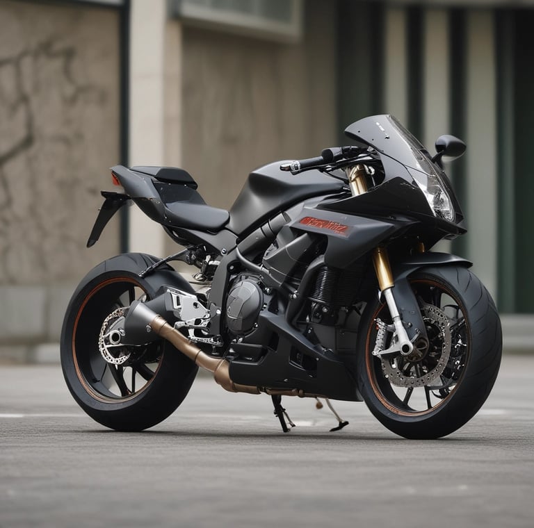 A dynamic motorcyclist riding through a winding mountain road at sunset