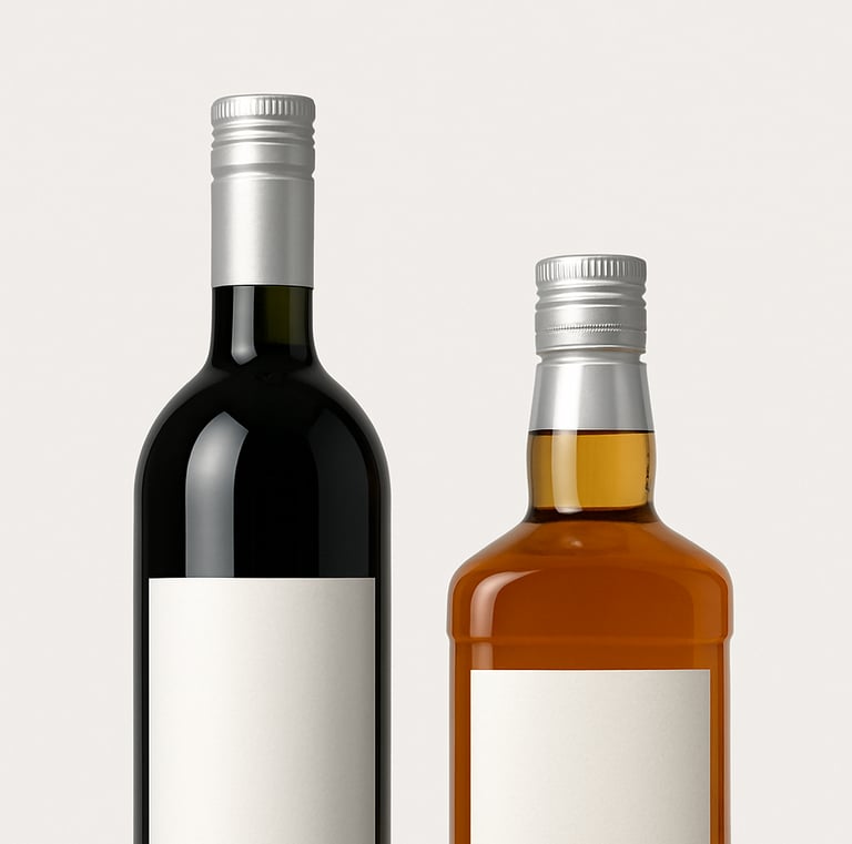 whiskey bottle with caps