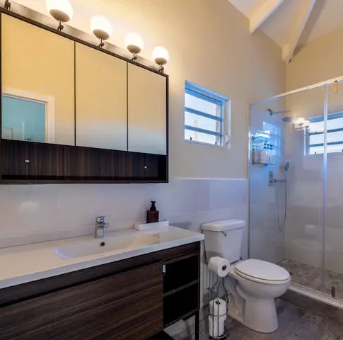 bathroom shoing sink and shower