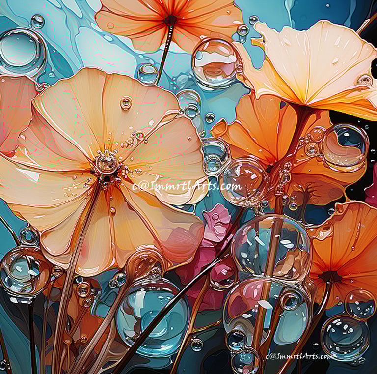 ImmrtlArts : Enchanting Floral Reverie abstract painting description