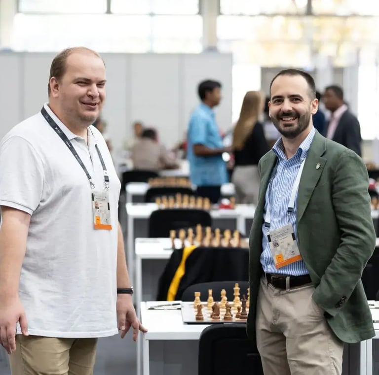 Match Arbiter Mate Bodnar and Vlad Ghita at the 2024 Chess Olympiad