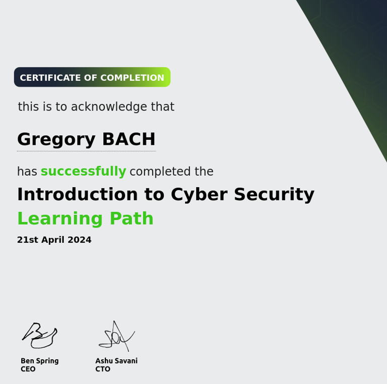 try hack me - intro to cyber security certification