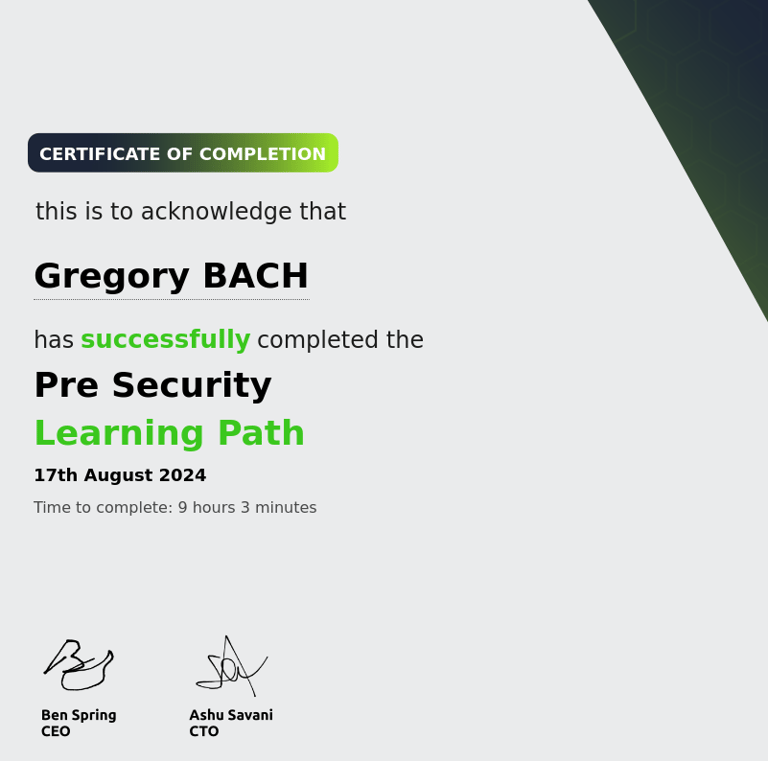 try hack me - pre security certification