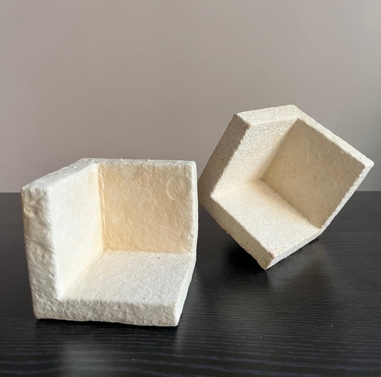 Biodegradable mycelium packaging block replacing thermocol and plastics.
