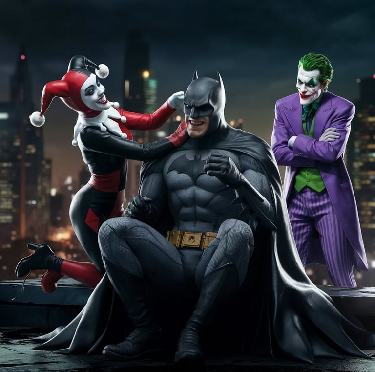 joker jelous of batman and harley quinn having fun together
