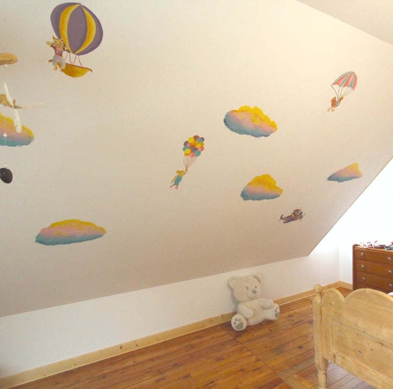 alternative au papier-peint peinture sur mesure selon vos besoins paysage de ciel chambre enfant