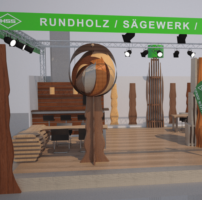 Design Messestand für die Firma HSS Sägewerk