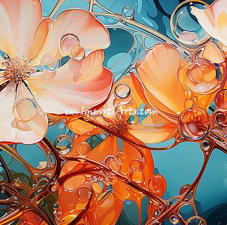 ImmrtlArts : Lustrous Bloom Cascade abstract painting description