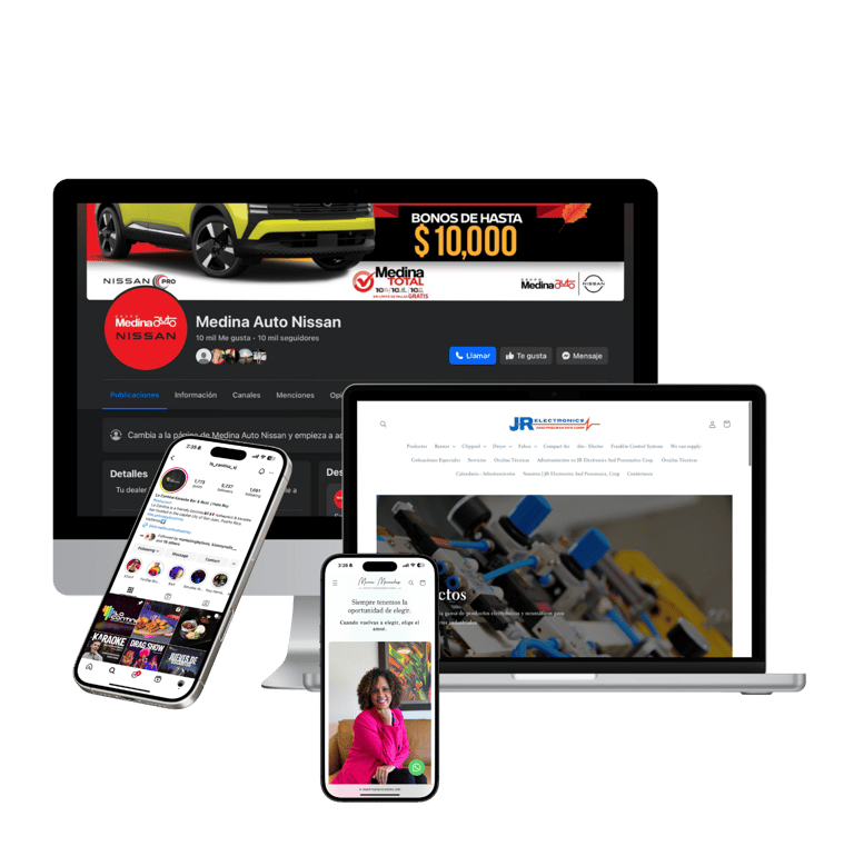 a laptop, phone and a cell phone with a picture