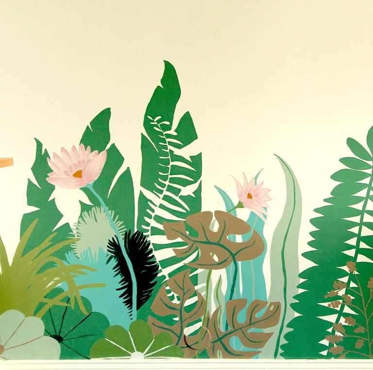 fresque murale peinte douanier Rousseau végétal salon Normandie Caen Marie Hardy