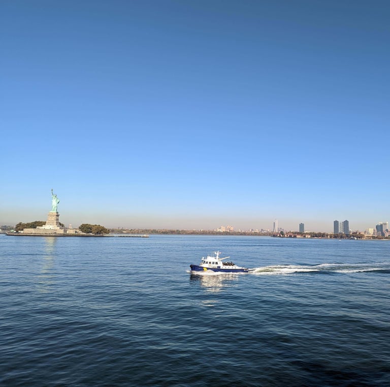 NYC skyline from the Harbor, Statue of Liberty