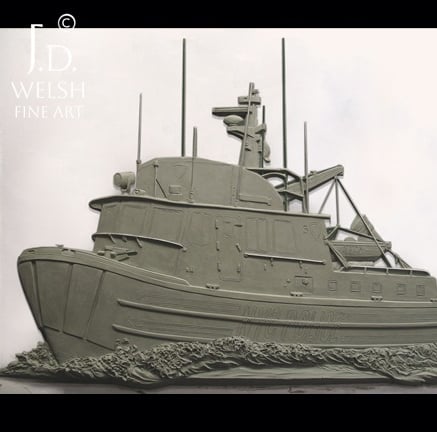 NYC POlice Boat - 20" - clay sculpture - Jeremiah D Welsh