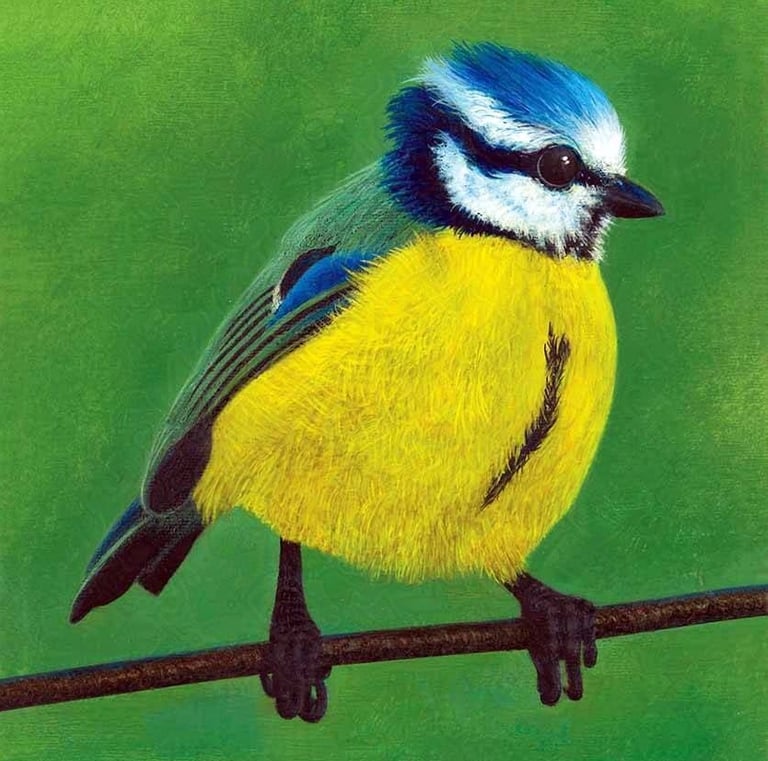 Detailed painting of a Blue Tit bird