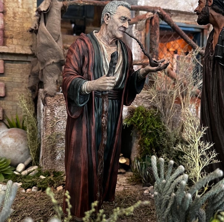 fumador figura de belén impresa en 3D aldeanos