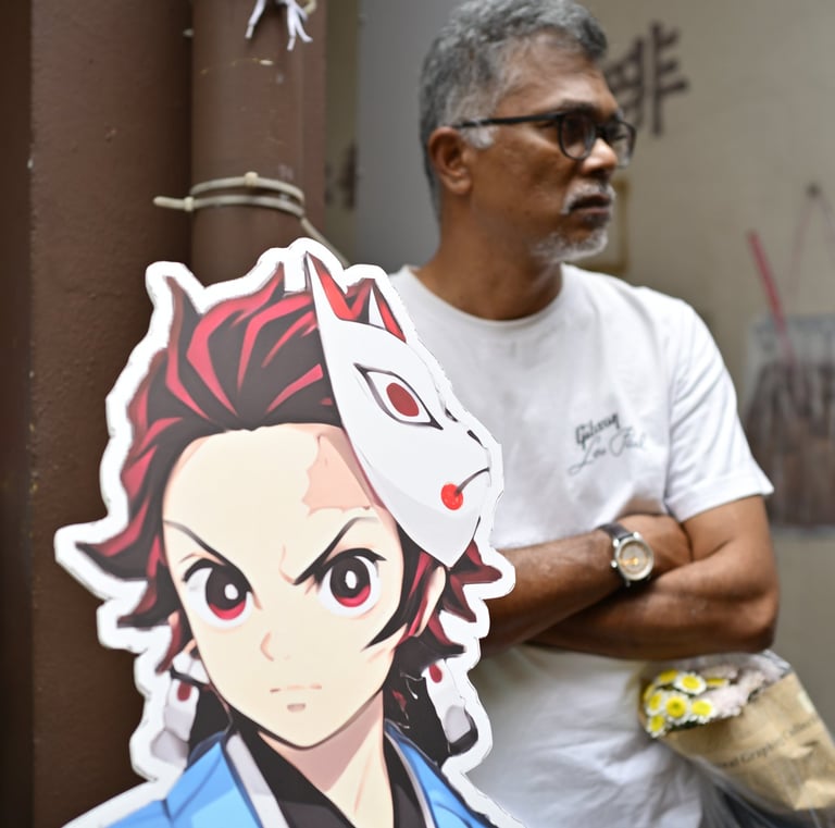 Demon Slayer's Tanjiro Kamado in Ipoh's Concubine Lane? Just a placard for quick selfies