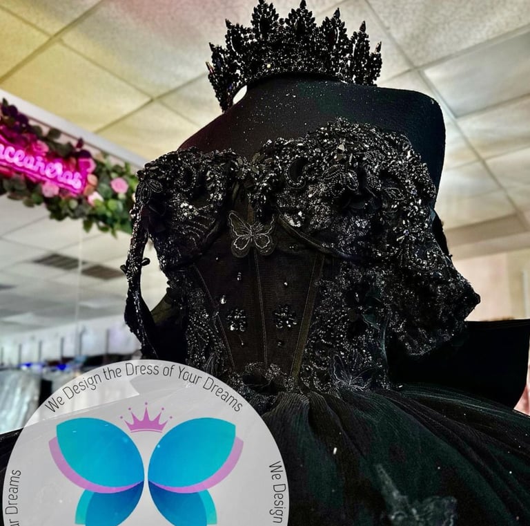 black Quinceanera Dress Made Exclusive for Alamo Bridal In San Antonio TX. Quince Dream Dress
