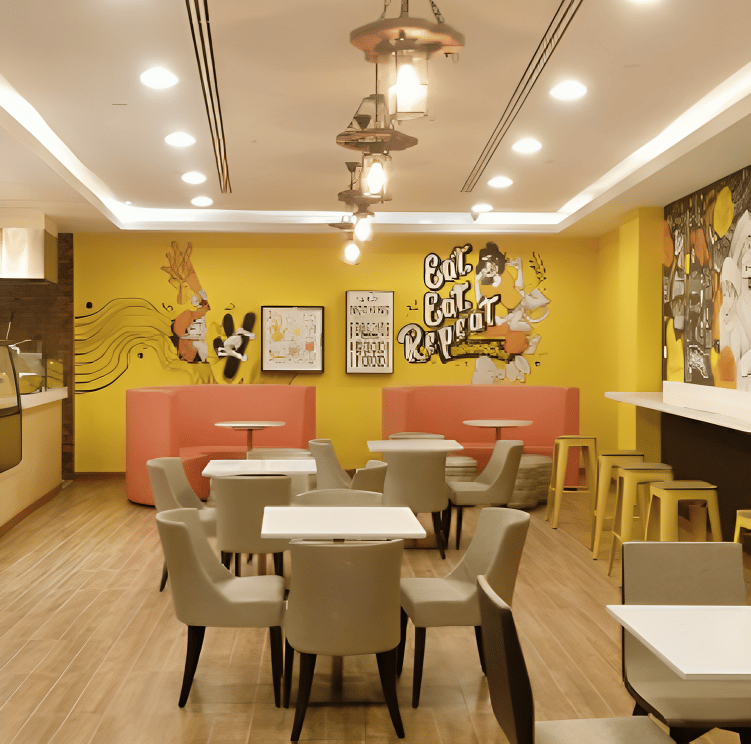 cafe interior image with yellow design
