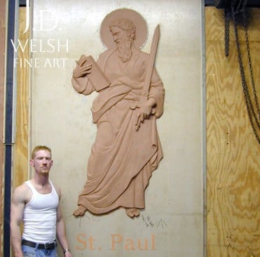 St. PAul - 72" - clay sculpture - Jeremiah D Welsh