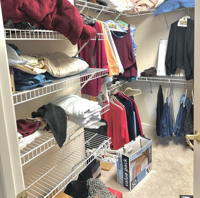 a closet with a closet space for clothes and other items