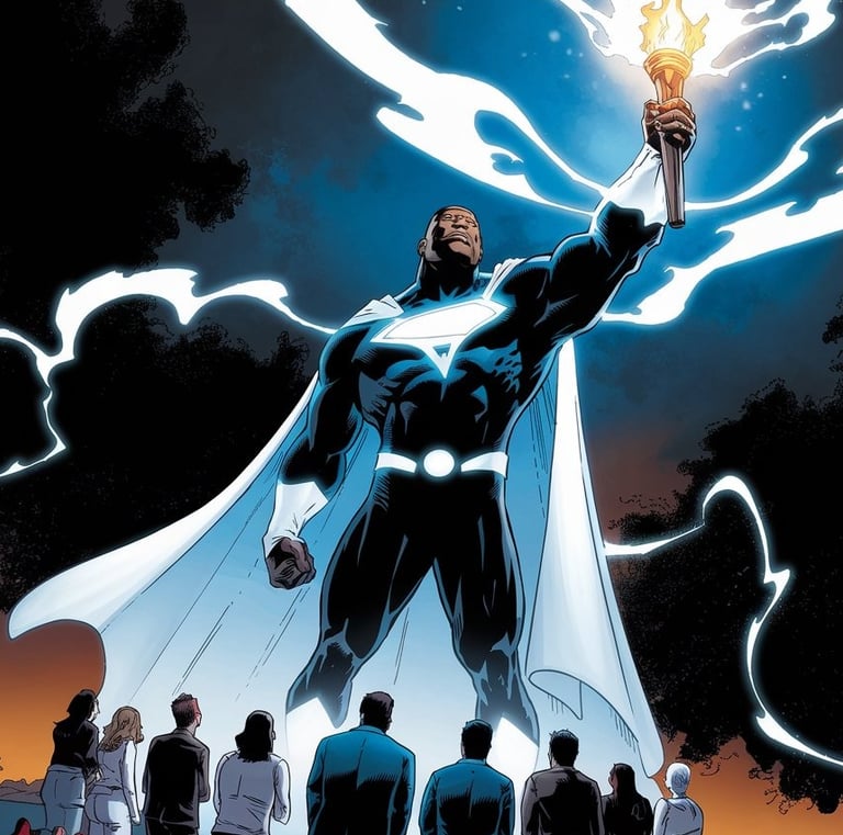 a superhero as a beacon of hope to people