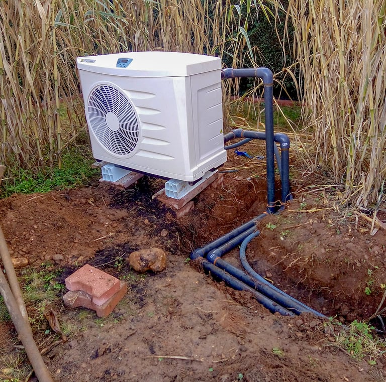 Air/water heat pump currently being installed.