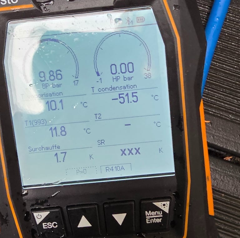 Prise des pressions et températures, surchauffe de 1,7 K.