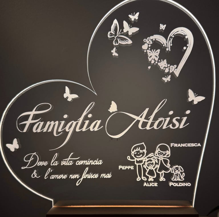 Lampada led in plexiglass personalizzata