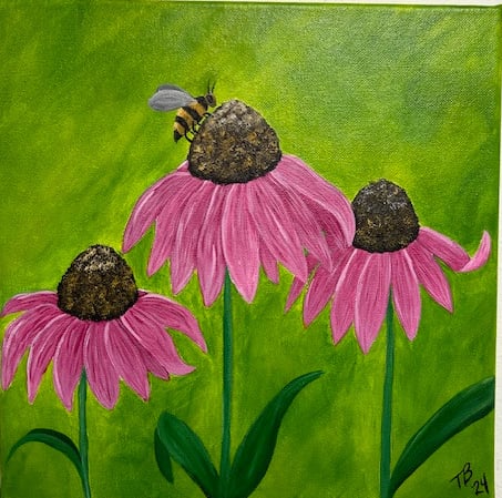 Bee on Pink Flowers