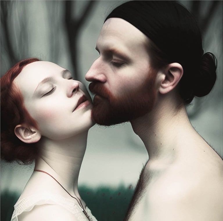 a man and woman kissing in a photo