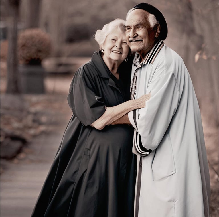 a man and woman in black and white robes