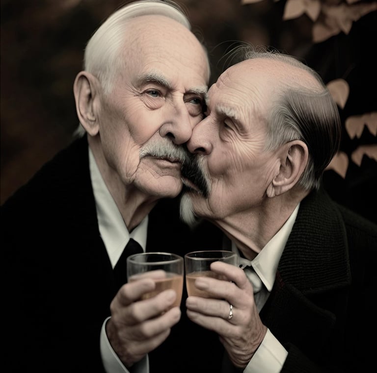 two men are standing next to each other
