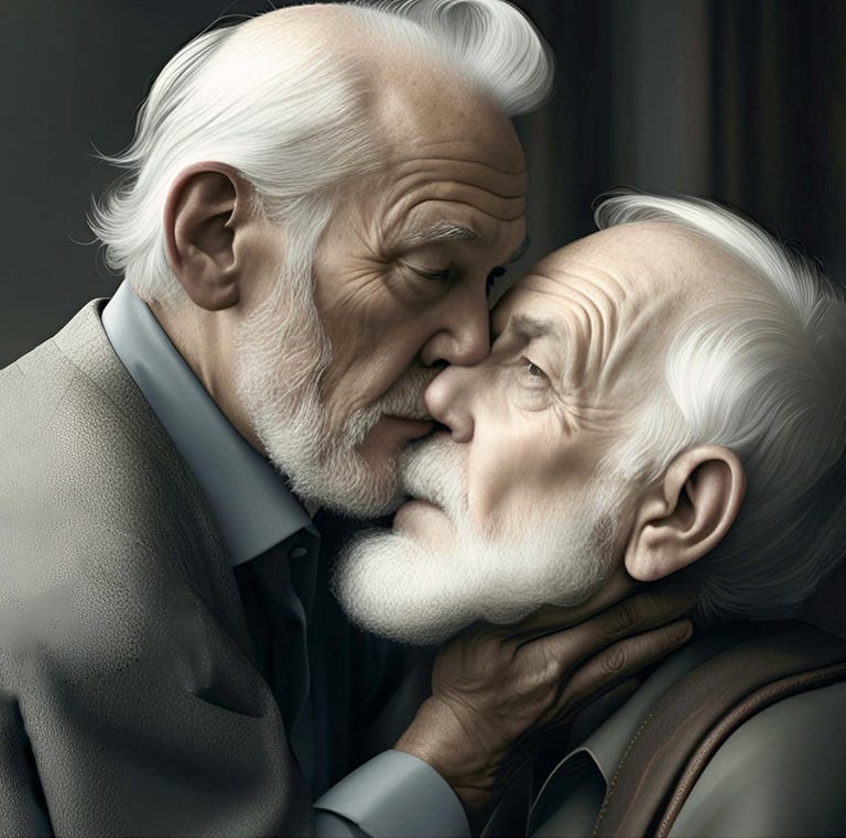 a man and man kissing in a photo