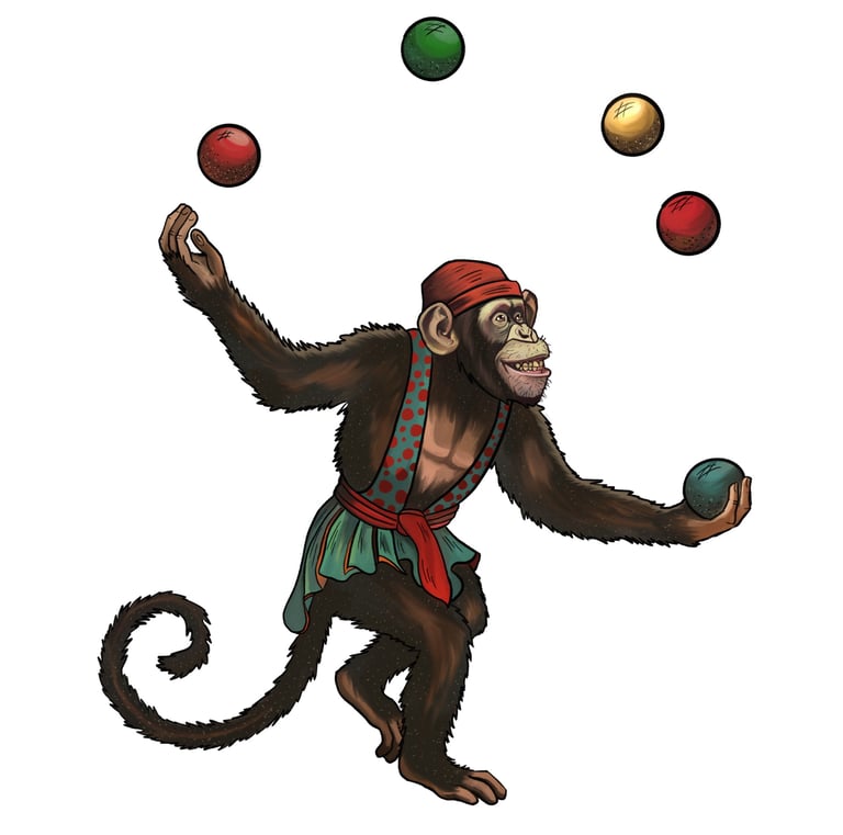 singe jongle cirque vintage