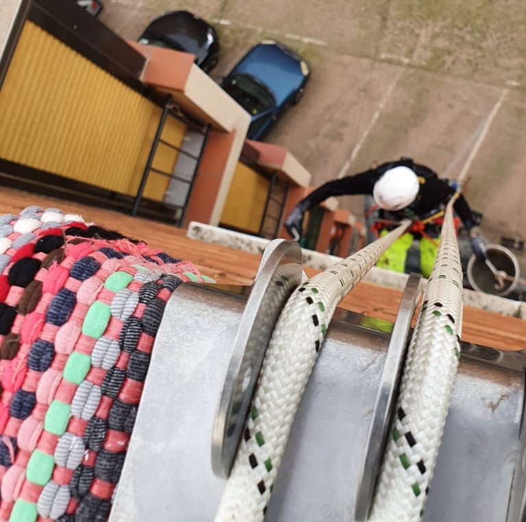 a man is working in a building