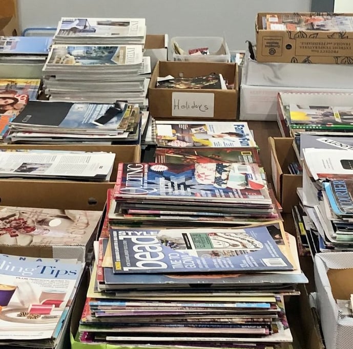 Collection of magazines as source materials