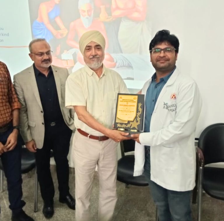 "Mewar Pride Honour award winner Dr Bharat Agarwal at Plastic Surgeon Udaipur."