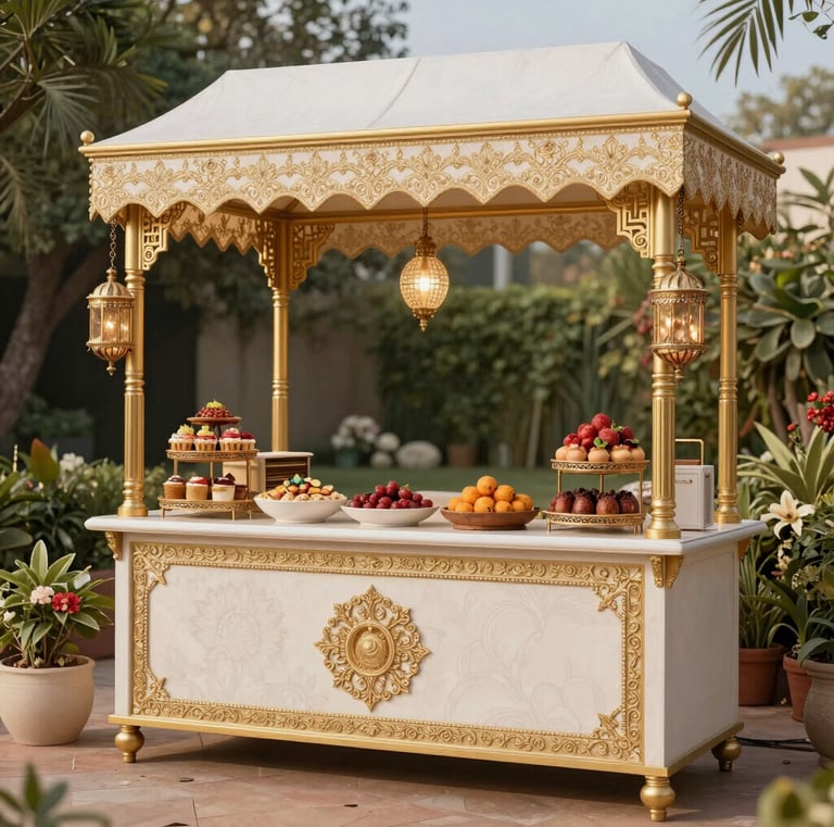 Close-up of an Indian wedding feast beautifully presented by a top catering vendor in Spain.