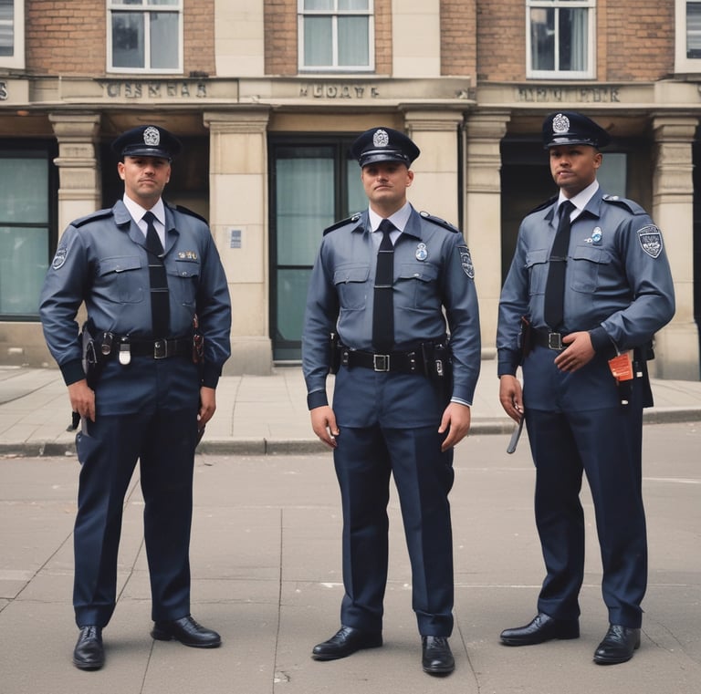 Security team patrolling an industrial park with disciplined coordination