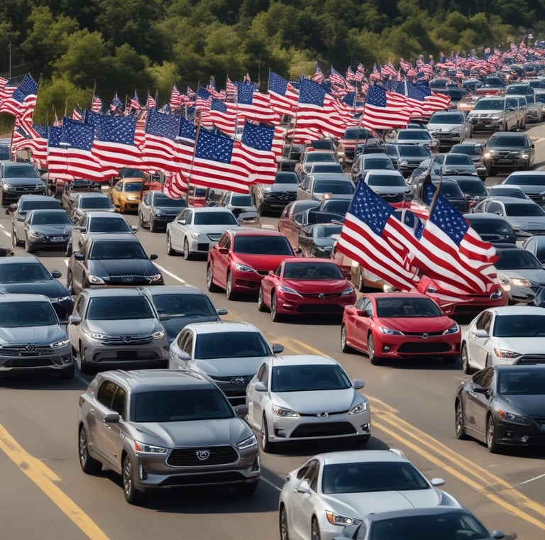 A close-up of a Team Maga banner hanging outside a community center.