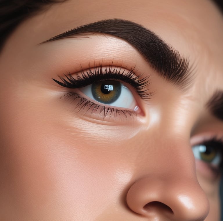 Bright, inviting treatment room with lash and brow tools neatly arranged.