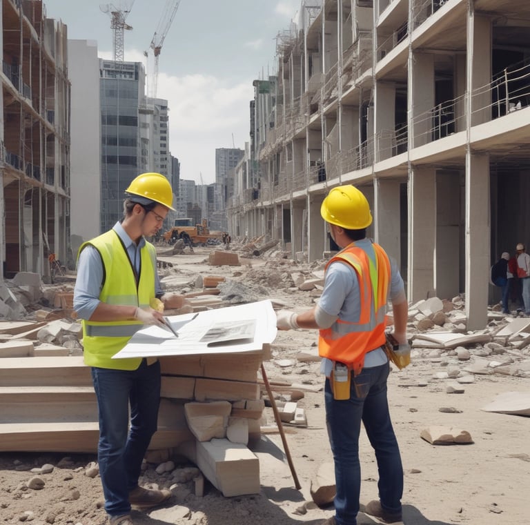 Industrial factory floor with machinery and workers in safety gear.