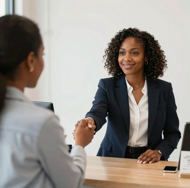 A small business owner smiling while reviewing their updated bookkeeping reports.
