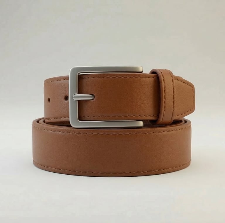 Cinturón de vestir de cuero liso de color marrón claro