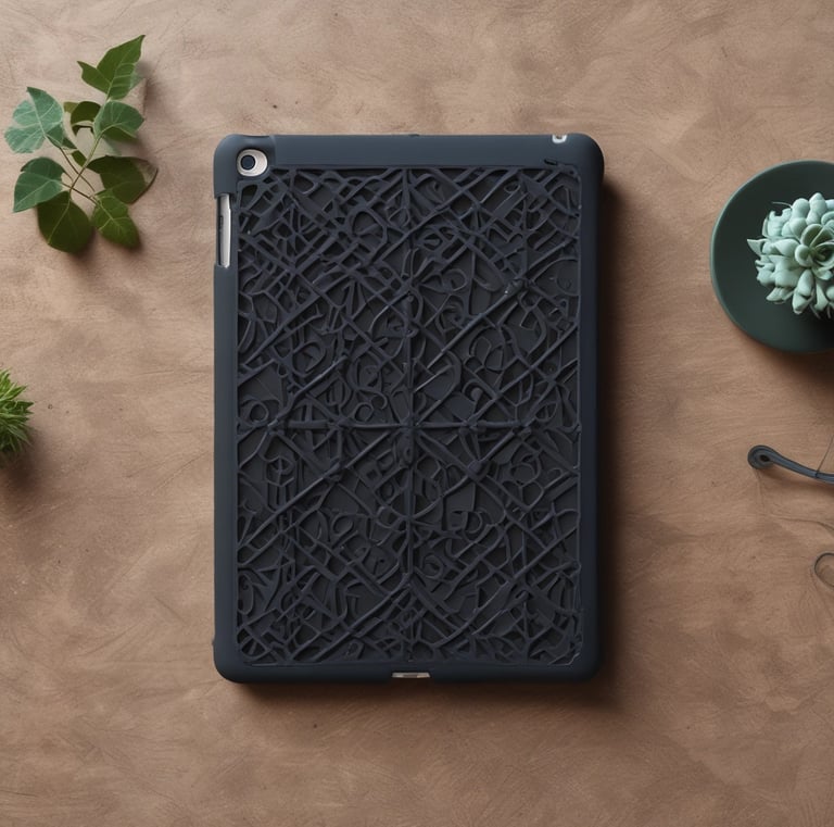 Set of small 3D printed decorative objects arranged neatly