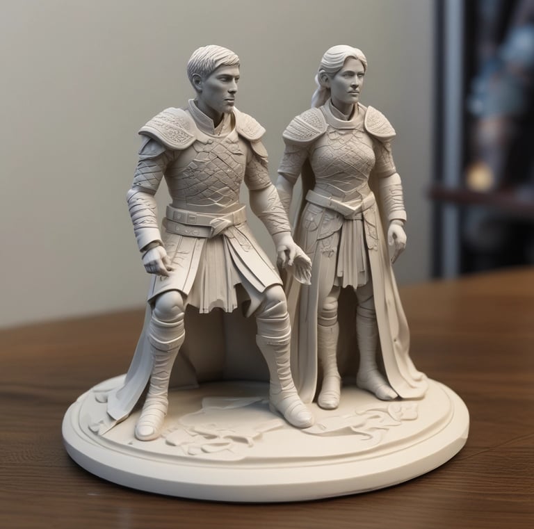 Colorful 3D printed architectural model displayed on a shelf