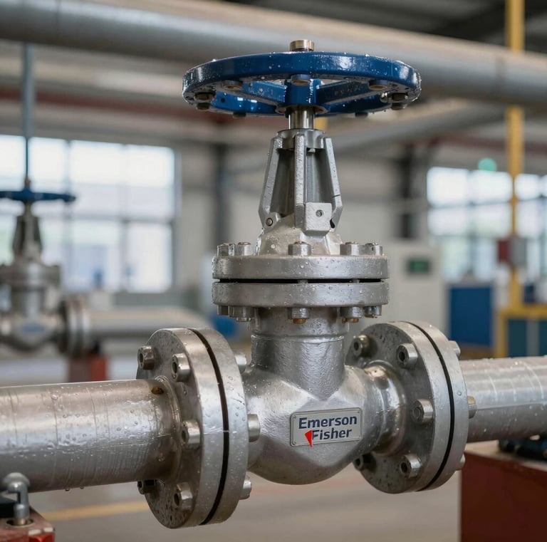 Emerson Fisher control valve installed on an industrial pipeline