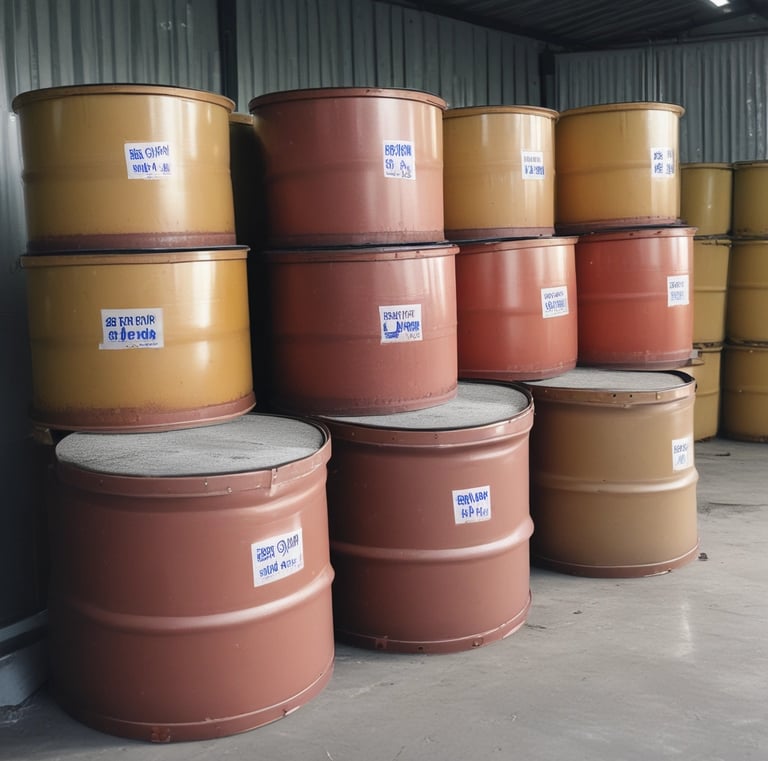 Cooling tower with chemicals being applied as part of maintenance process.